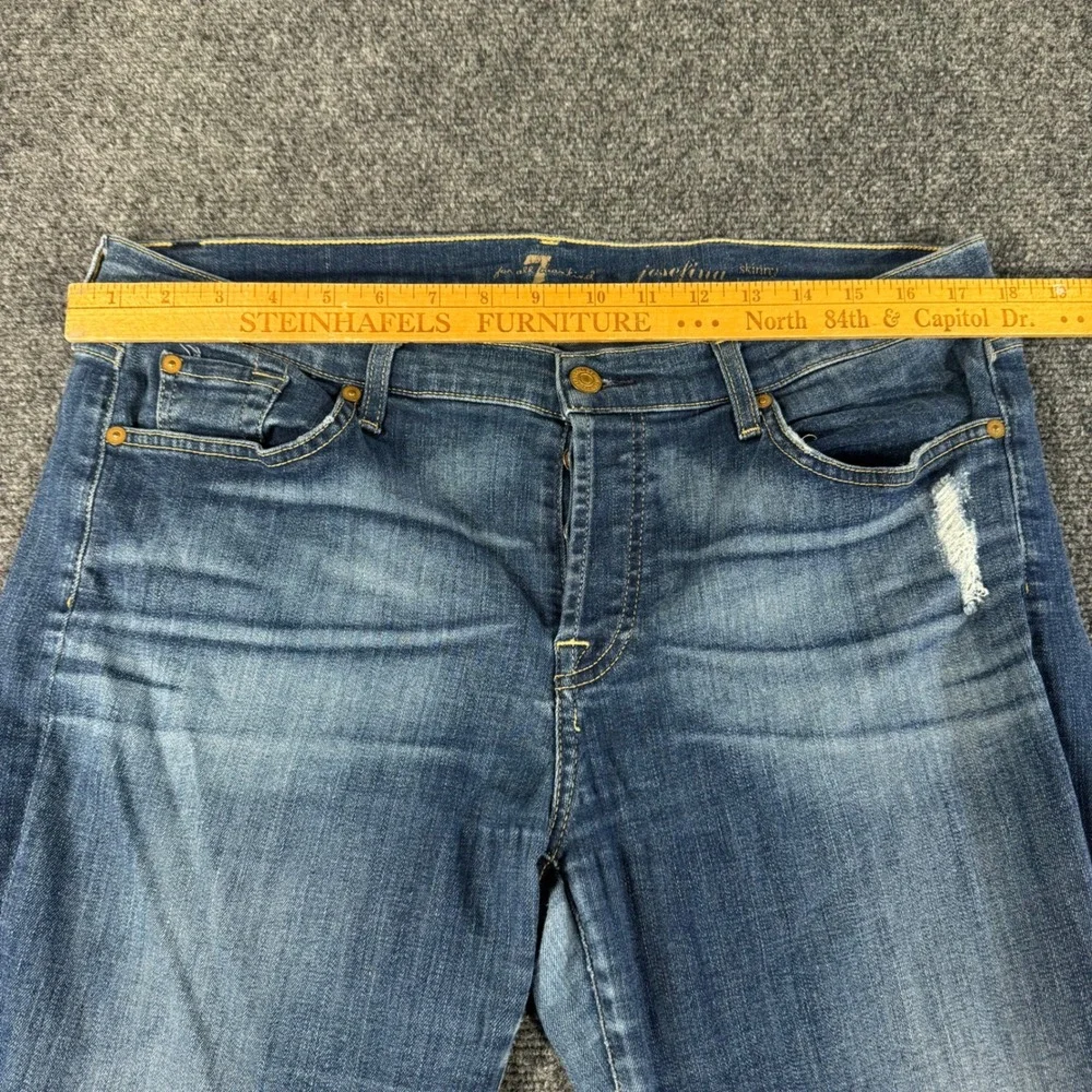 7 For All Mankind Josefina Skinny Boyfriend Distressed Jeans Size 32 Medium Wash